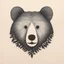 Placeholder: M shaped bear head combined with woods silhouette in background, letterpress style, minimalistic pencil art