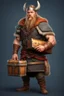 Placeholder: viking holding a treasure chest realistic style