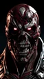 Placeholder: Dramatic ironman as a zombie covered in wounds and blood all over and opened its mouth showing its teeth and ready to bite, lightning on the background, cinematic, extreem realistic, extreem detailed, extreem Sharp, middle close-up shot