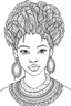 Placeholder: african girl face coloring page with beautiful hairstyle