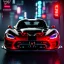 Placeholder: realistic black dodge viper; in an alternate universe in tokyo; cyberpunk; rain; neon signs