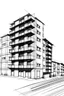 Placeholder: Панельные многоэтажные квартиры черно-белый скетч