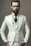 Placeholder: BDSM style, 8K, a Highly detailed stunning portrait of Dom man with a kneeling submissive woman, white suit, beard, and short hair, bad boy,