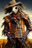 Placeholder: patchwork scarecrow, realistic