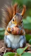 Placeholder: Beautiful squirrel holding a walnut . A small