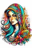 Placeholder: trippy logo design of a beautiful persian female drawings in colorful ink vector images, floral, 3d, beautiful pattern, bunchy