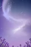 Placeholder: A song poster containing the night sky with stars and one shooting star with lavender flowers written on it the birth of a star Photorealistic