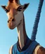 Placeholder: Giraffa che indossa un armatura azzurra