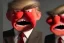 Placeholder: Angry muppet trump in suit, no tongue, looking forward, face, eyebrows