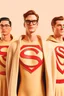 Placeholder: three men in different Gucci Superman's emblem clothing, beige tones, fashion plates, modern designs, deconstructed tailoring, rendered in cinema4d –q 2 –ar 3:5