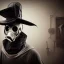 Placeholder: plague doctor, horror, hyperrealism, masterpiece, expert, 8K, dramatic lighting, sharp focus, dark, black, steampunk