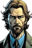 Placeholder: manwho looks like Hans Gruber with scruffy hair, stubble and a judgmental look on his face comic book style