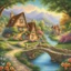 Placeholder: A charming country village tucked away amidst lush greenery and colorful blooms, with enchanting homes that seem to have sprung straight out of a fairytale. A meandering river flows through the picturesque landscape, adding a sense of tranquility to this whimsical scene. The vibrant vegetation surrounding the village paints a joyful tapestry, inviting you into a world of magic and wonder.