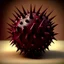 Placeholder: burgundy ball with big spikes and bones