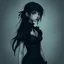 Placeholder: a pretty girl, skinny, dark hair, gothic clothes, dark fantasy, pale, stylised