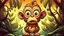 Placeholder: fantasy cartoon style illustration: small brown monkey is very afraid