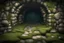 Placeholder: fantasy medieval underground wall with moss