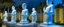 Placeholder: A pale bluish white realm with glowing light balls designed in Hawaiian tiki statues painted by Piet Mondrian