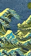 Placeholder: wave blue Kanagawa gold backgroung