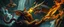 Placeholder: octopus bird witch bear dragon waterfall looks beyond really powerful slapping a bird in the face with fire, fantasy illustration, in the style of Rembrandt