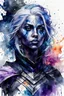 Placeholder: highly detailed, watercolor concept illustration of a female Drow seeress character , maximalist, sharp focus, highest resolution, in the style of Agnes Cecile, 8k, coarse, gritty textures