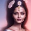 Placeholder: beautiful indian actress aishwarya rai , head, women, portrai, tron sketch of a girl on lined paperA beautiful one nude body of a make up smiling woman blond long hair, alone, high key lighting, volumetric light high details with white stripes and blue eye, smiling with plump pink lips, flowers around, unreal engine petit prince belle fine, profil de trois quart, grand front cosmique, peau bleu cristalline, yeux bleu