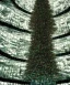 Placeholder: matrix code Christmas tree inside futuristic cyberpunk space ship