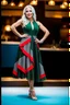 Placeholder: full body of very beautiful ukrain lady wearing green_black pretty midi flared dress ,white gray hair ,standing idle happy pose in studio