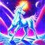 Placeholder: 90's TCG art retro fantasy art of epic Space unicorn