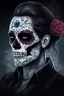 Placeholder: Muertos, sugar skull face, realistic, high quality