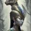 Placeholder: sango fantasy, fantasy magic, intricate, sharp focus, illustration, highly detailed, digital painting, concept art, matte, masterpiece head sexy Asian beauty black hair space lady silver tiger head Egyptian princess pyramid