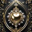 Placeholder: A magnificent golden and silver heart-shaped sign adorned with a stunning golden sphere encrusted with sparkling diamond clusters at its center, elegantly spinning in position.