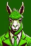 Placeholder: Martian Llama with green fur, green antennae, and destroyer of men's souls drawn in JoJo's Bizarre Adventure style