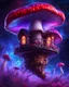 Placeholder: A floating island mushroom house in space. blue purple red cosmic, deep space nebulas. Detailed gloss Painting, bright color, fantastical, intricate detail, splash screen, hyperdetailed, insane depth, concept art, 8k resolution, trending on Artstation, Unreal Engine 5, color depth, backlit, splash art, dramatic, High Quality Whimsical Fun Imaginative, good composition