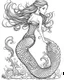 Placeholder: A real mermaid, coloring image, full body (((((white background))))), only use an outline., real style, line art, white color, clean line art, white background, Sketch style