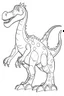 Placeholder: artistic outline for cute coloring page with four legged dinosaur, white background, full body, just use outline, clean line art, white background, no shadows and clear and good for 5 years old kids