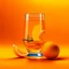 Placeholder: Orange background, a transparent glass orange with a ship swimming in the middle of the orange juice