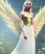 Placeholder: subtle queen, atmospheric, realistic, unreal engine, cinematic lighting, octane render, transparent long dress, blonde, full body, bright wings, smile, long hair