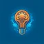 Placeholder: Logo for a company where the image is a caravel-shaped light bulb with a brain inside.