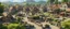 Placeholder: A busy village market in a beautiful sunny countryside scene with distant hills & fields, many conjoining intricate characterful dwellings & a clock-house (all designed by Esher), with pathways & walkways, stairways & bridges, waterfalls & a waterwheel : ultra high detail, photorealistic, epic cinematic, 8K, Large depth of field