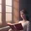 Placeholder: Study girl read a book in by the window, movie, real photo realistic, unreal engine, cinematic lighting --ar 1:1 creative