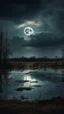 Placeholder: A swamp with dark sky with clouds covering the moon