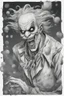 Placeholder: A portrait of a zombie clown in manga style