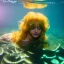 Placeholder: Goldie Hawn underwater with yellow flowers for hair, closed eyes, rtx, reflection, 8k, glow, winning photography, caustics