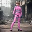 Placeholder: in ruins [Jill Valentine in Resident Evil (Biohazard in Japan)] lola loud from the loud house at age 74 as Jill valentine wearing her pink battlesuit Pink gloves and Pink high heel boots