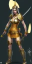 Placeholder: lady warrior with gold short top and flower