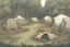 Placeholder: campsite, tents, overgrown, post-apocalyptic, comic book, forest, cinematic, panoramic