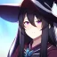 Placeholder: Clear focus,8k,Beatiful Lighting,Beatiful Blur,Beatiful Face,Beatiful Shading,Black long hair,silky hair, long silky bangs, Purple eyes, wearing a witch outfit, extreme close up, Hair in eyes, lot of hair, Cute anime girl eyes