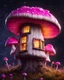 Placeholder: An illogically floating mushroom house on a clear night. white pink yellow, Stars Dark cosmic interstellar. Detailed Matte Painting, deep color, fantastical, intricate detail, splash screen, hyperdetailed, insane depth, concept art, 8k resolution, trending on Artstation, Unreal Engine 5, color depth, backlit, splash art, dramatic, High Quality Whimsical Fun Imaginative Bubbly, perfect composition