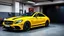 Placeholder: A tuned yellow Mercedes-Benz CLS 550 or black stripes parked in a luxury garage